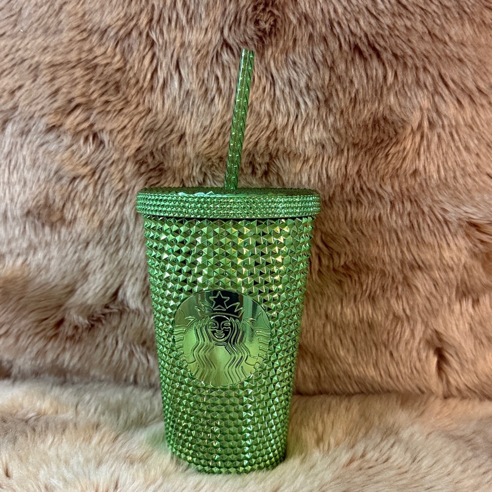 NEW Starbucks Holiday Christmas Green Studded Tumbler Cold Cup Grande 16 oz.